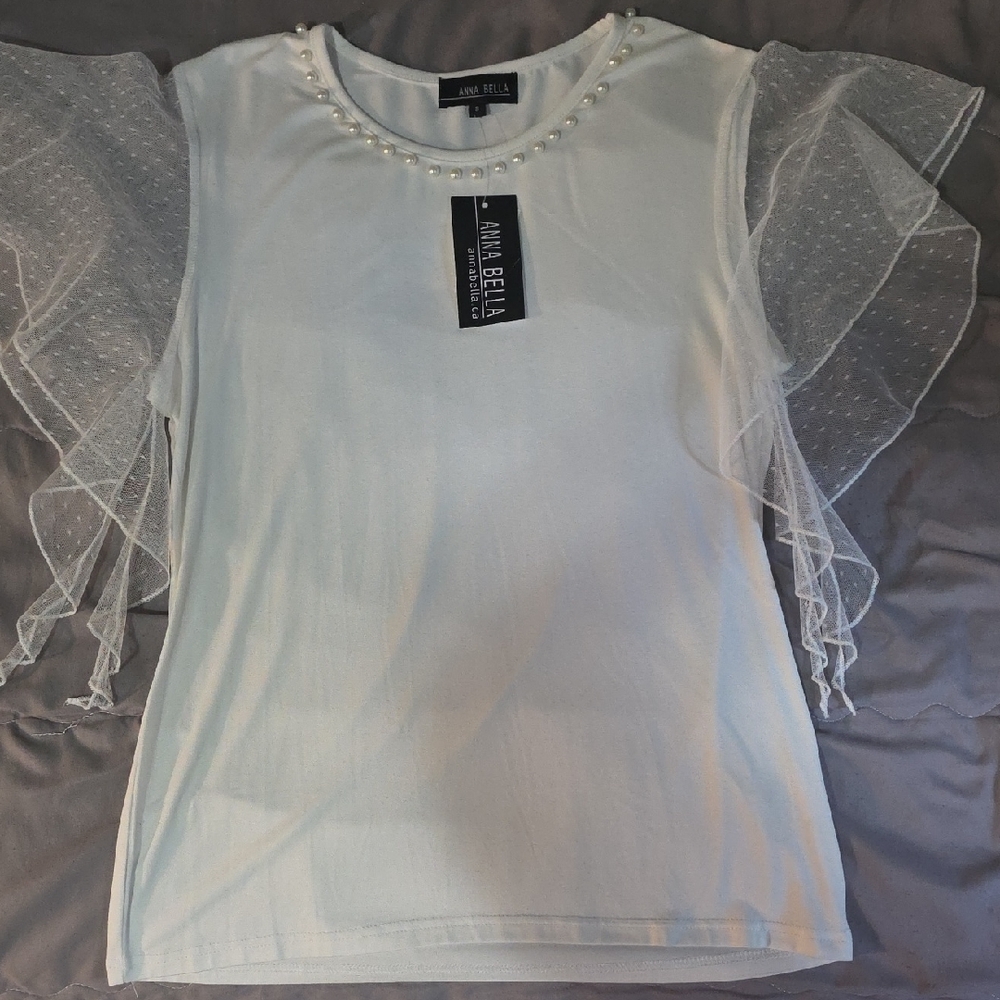 #31. Annabella White Ruffled Cotton T
